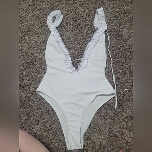 White low cut bathing suit